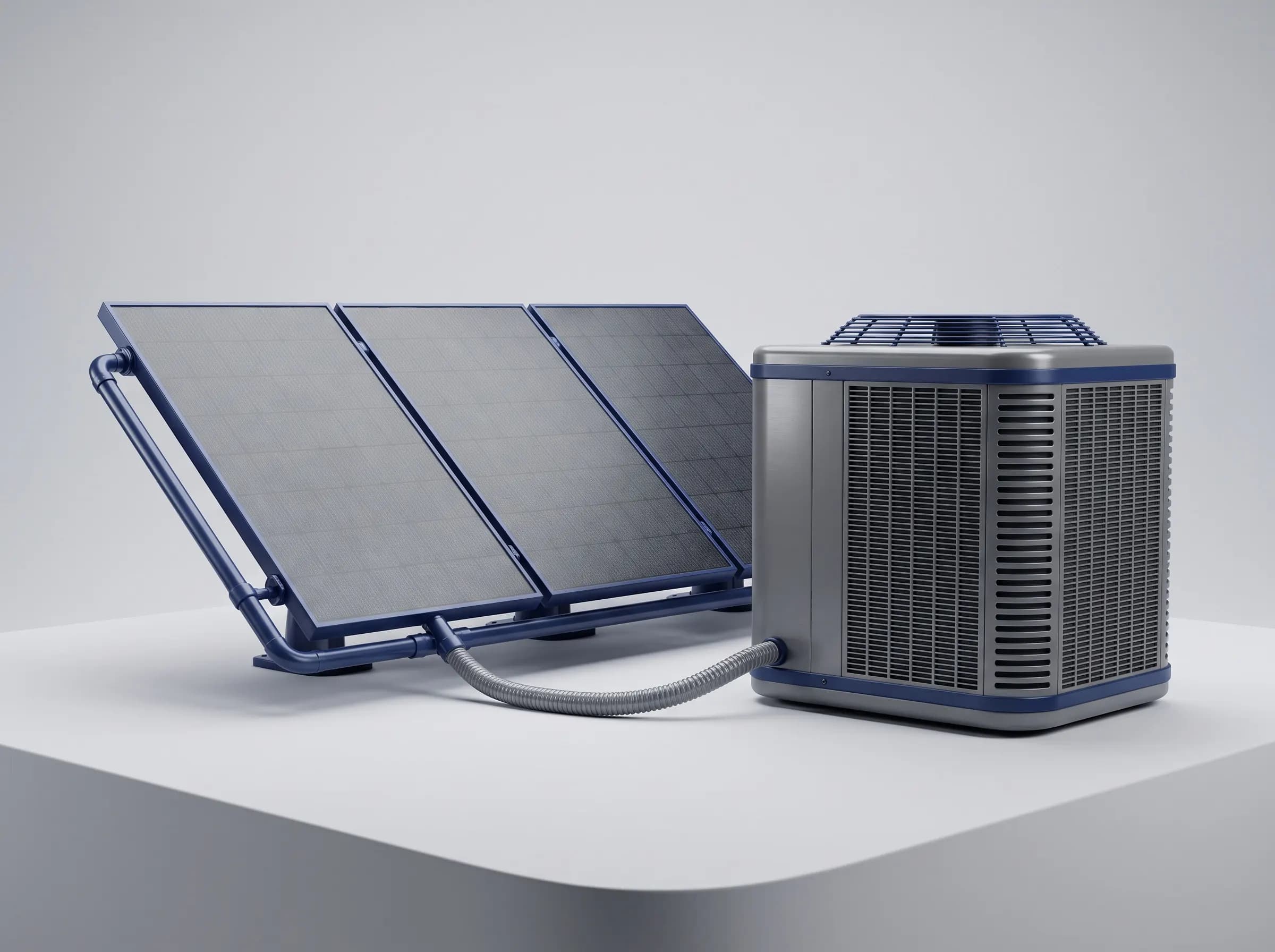 Energy efficient HVAC plant with solar assisted cooling equipment on a commercial roof