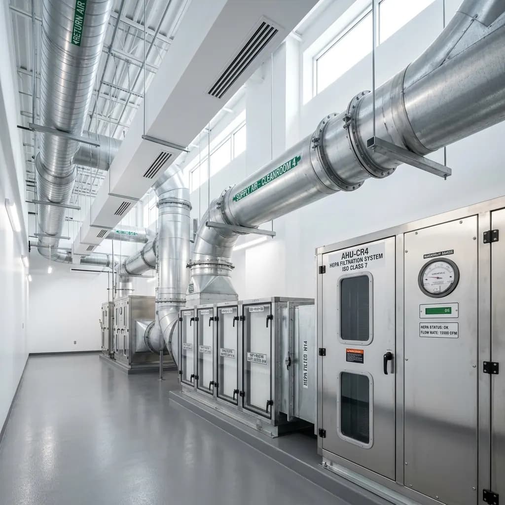 Hospital cleanroom with high efficiency filtration and controlled ventilation