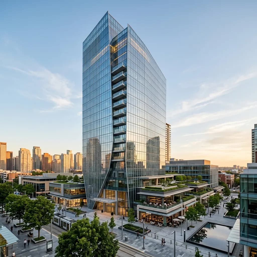 Commercial office tower of the kind a cooling load is calculated for