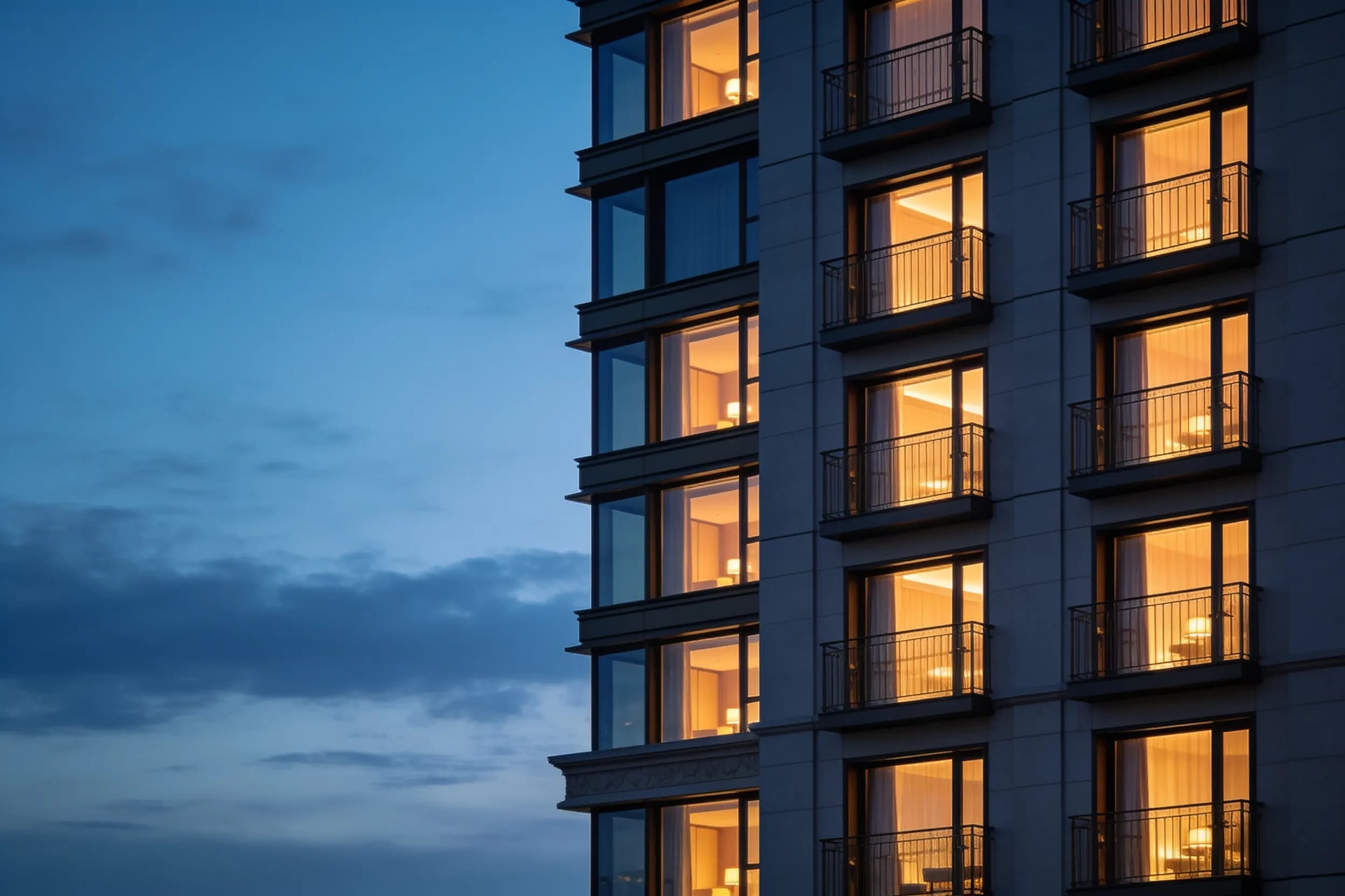 Premium hotel building with large-scale hospitality HVAC installation