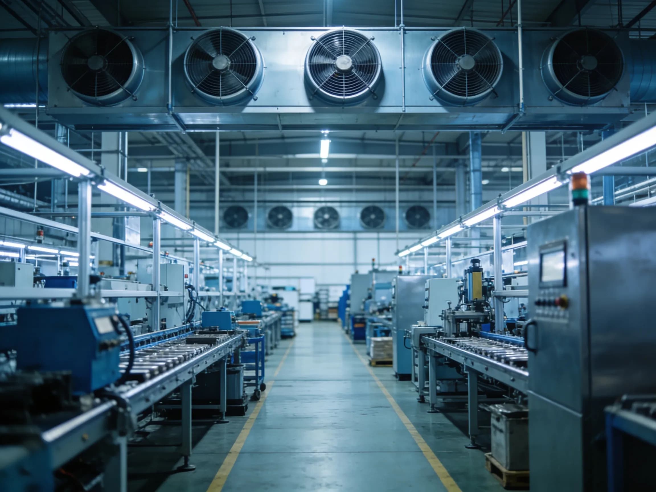 Factory production floor with industrial ventilation